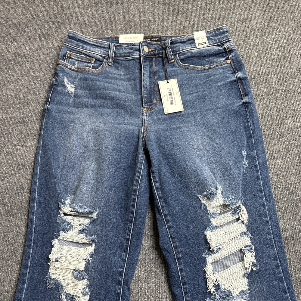 Judy Blue Jeans Women's Size 13 31 Blue Dad Jean Mid Rise Distressed Medium Wash - Picture 3 of 11